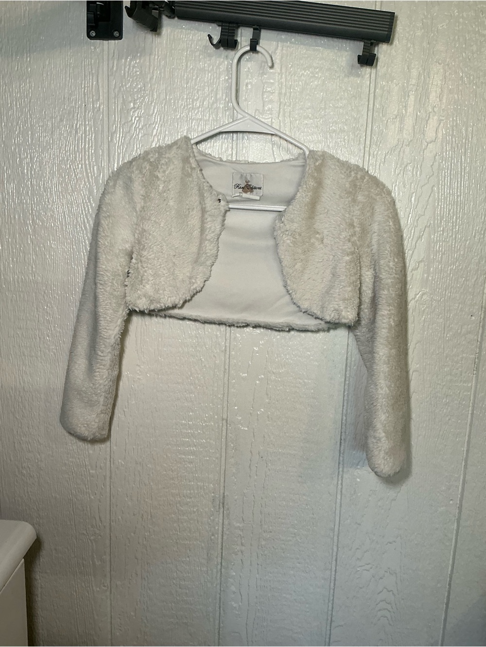 Rare Editions Ivory Faux Fur Cropped Bolero Jacket